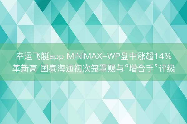 幸运飞艇app MINIMAX-WP盘中涨超14%革新高 国泰海通初次笼罩赐与“增合手”评级